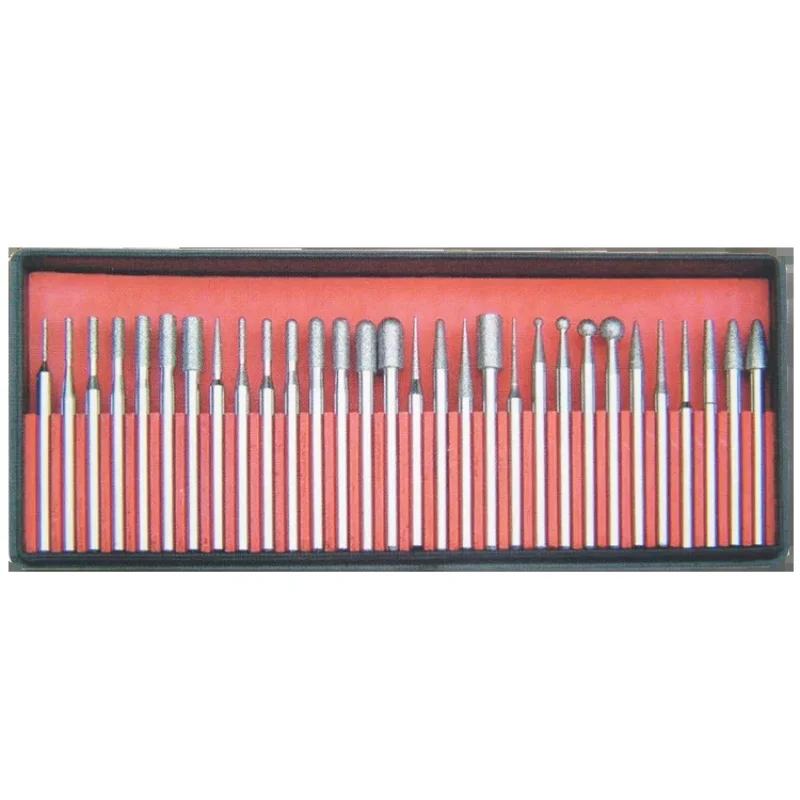 Set of 30pcs Diamond Tools for Grinding and Needle Rubber Material Includes Diamond Grinding Head