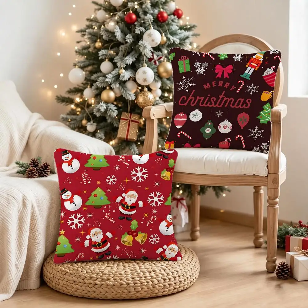 cute Jingle bell Cushion Cover Short Plush Pillowcase, Sofa Bedroom Home Decor, Ideal Holiday Gift