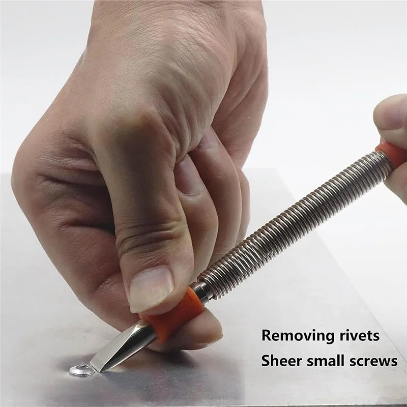 New Arrival 2Pcs Spring Tool Set 5/16-Inch Chisel and 1/8-Inch Center Punch Set, Spring Loaded Rivet Removal Set for Wood