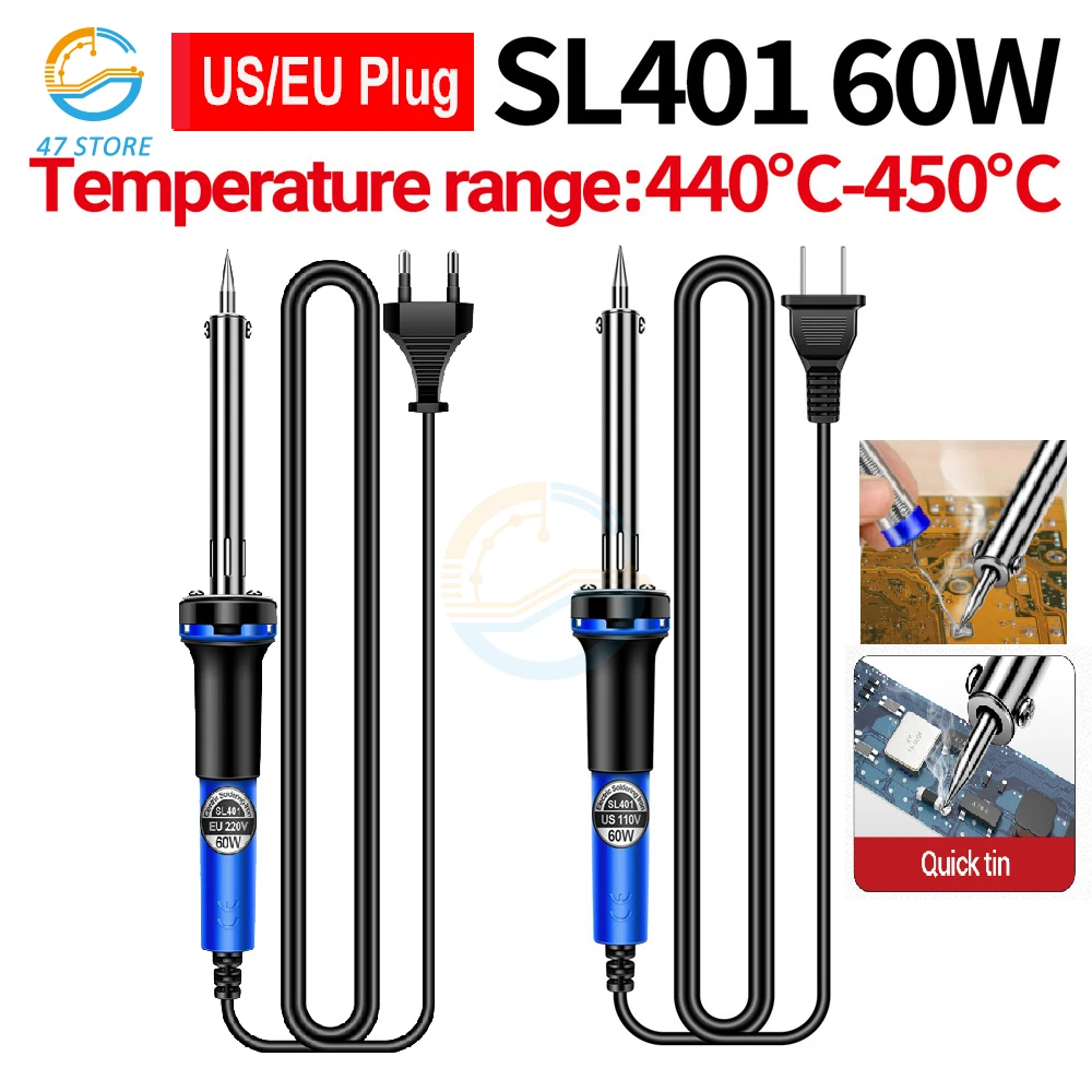 SL401 Electric Soldering Iron 60W US/EU Plug Professional Portable Kit Welding Solder Repair Rework Header Tool Solder Station