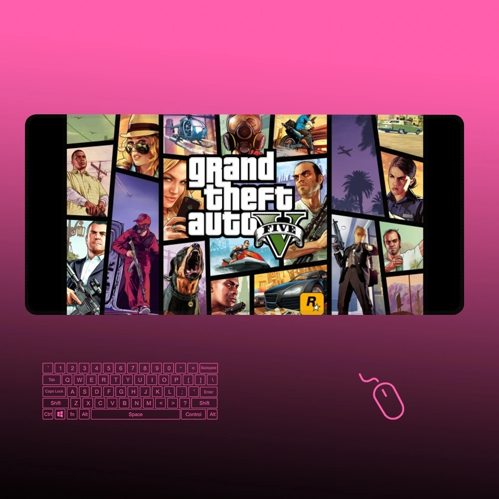 Grand Theft Auto V Mouse Pad Gamer Large Rubber Art Gaming Mouse Pad Locking cartoon Edge Big Computer Mousepad Laptop Desk Mat