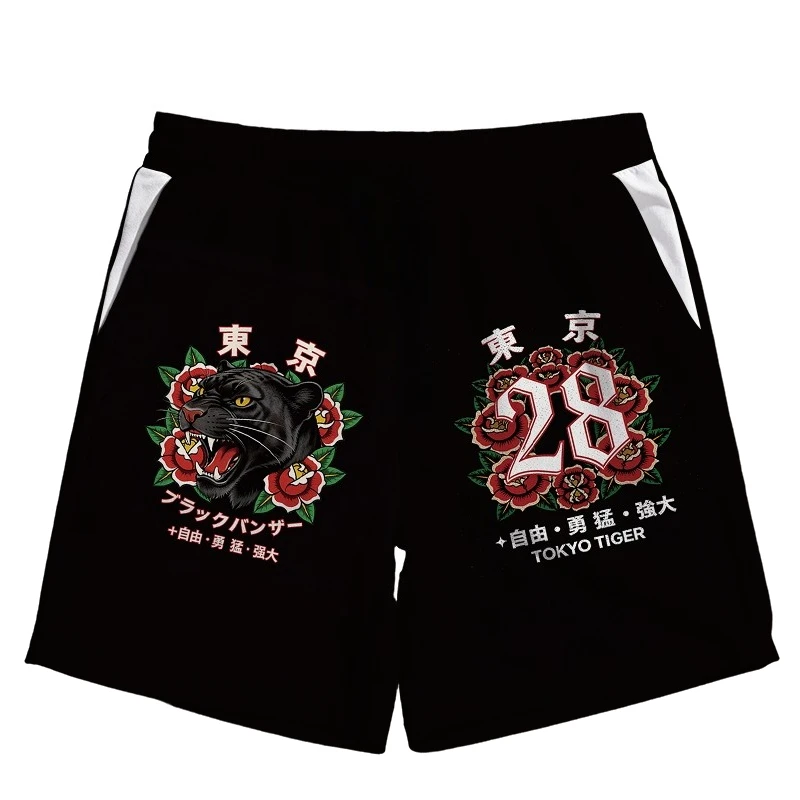 shorts-casuais-esportivos-respiraveis-unissex-com-estampa-3d-pantera-negra-americana-retro-e-flor-de-toquio-para-treino-diario