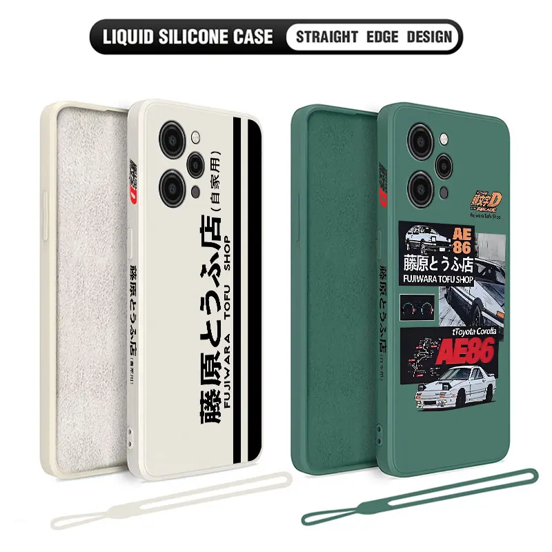 AE86 Anime Initial D Phone Case For Xiaomi Redmi 12C 10 10C 10A 9 9T 9A A1 K20 K30 K40 Pro Plus 4G 5G Liquid Silicone Cover