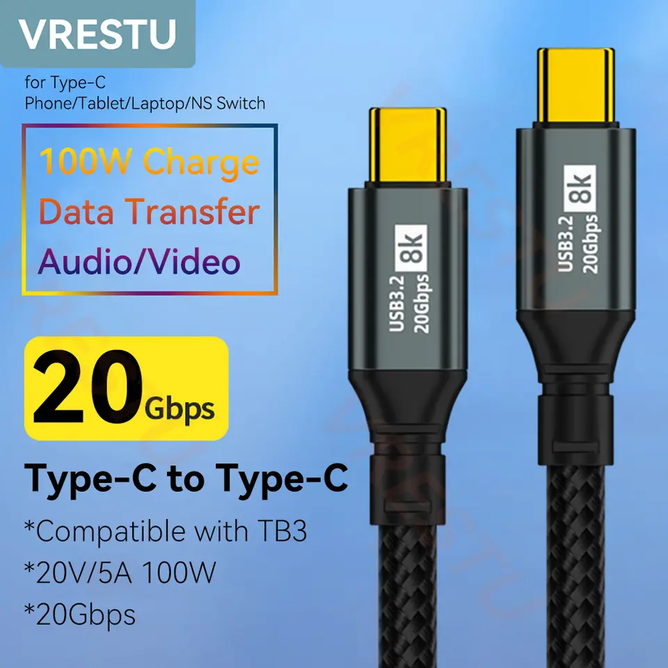 Verilux USB C Extension Cable 3.3ft with 100W PD 10Gbps & Smart Chip | 4K Video Output
