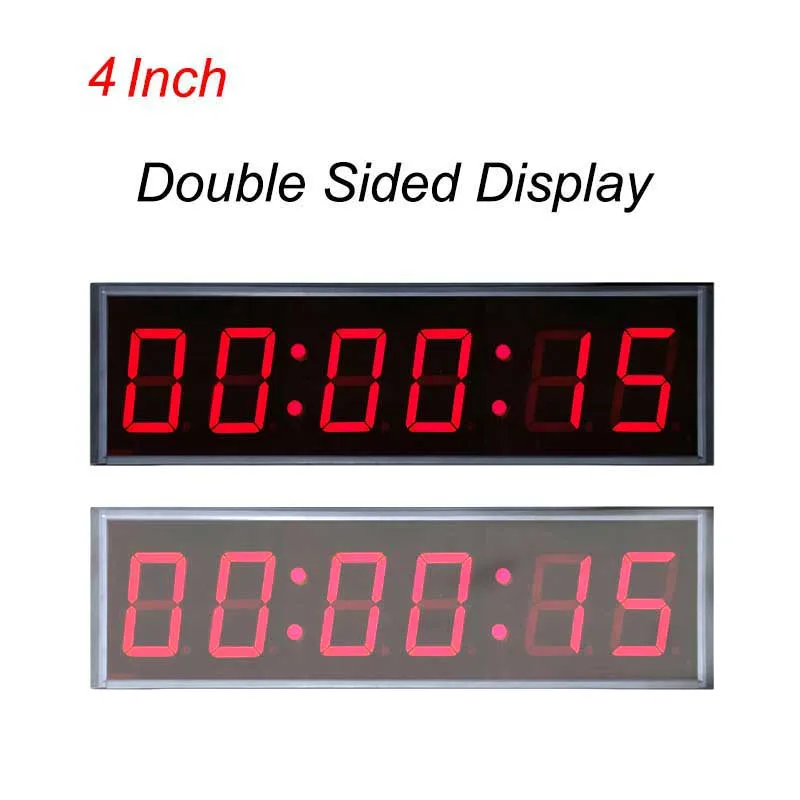 Square Red Color Double Sided Wall Clock, Metal, Easy Read, 2 Faces Station Timer, 4 Inch