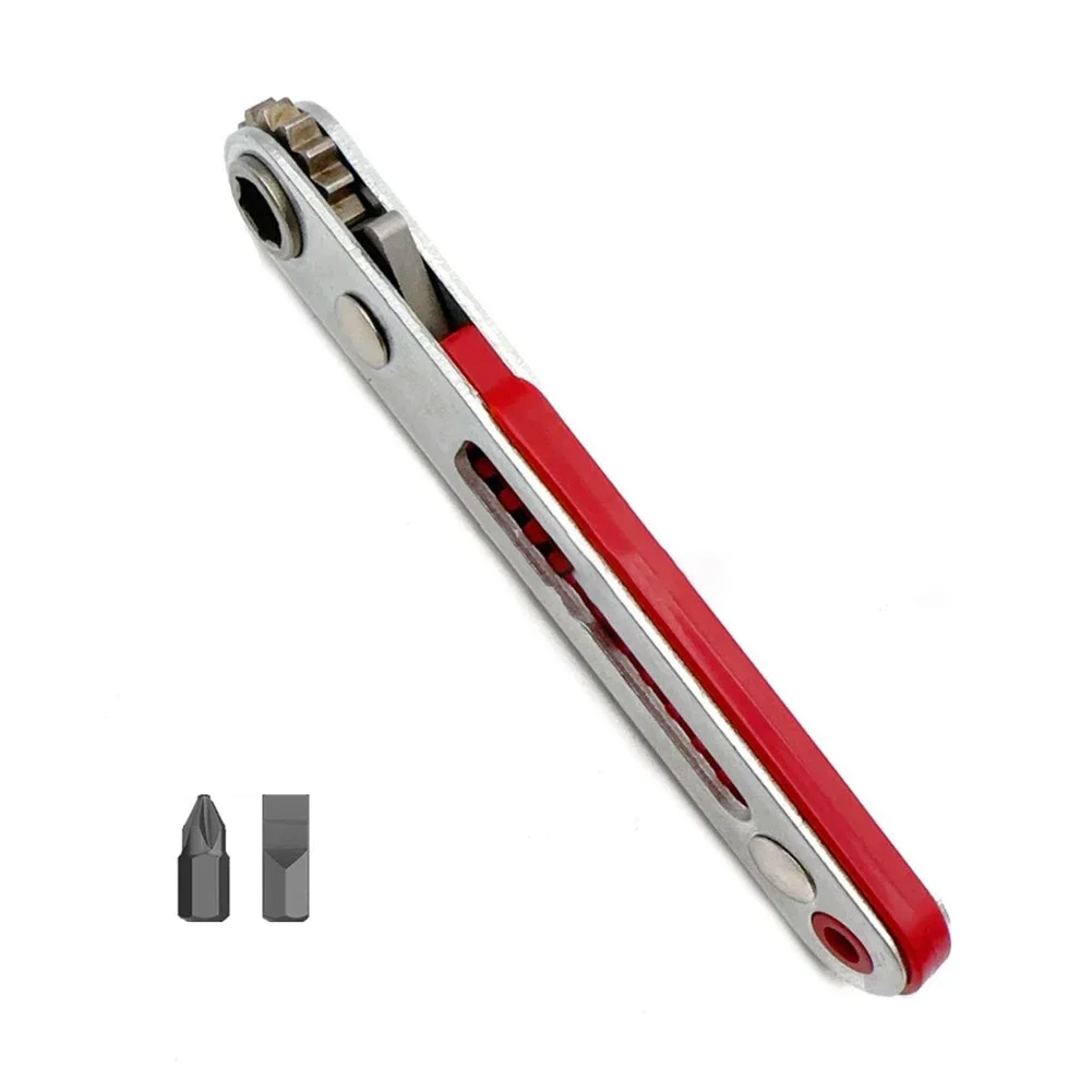 1SET Multifunctional Two-Way Ratchet Screwdriver Set Corner Bend Right Angle Magnetic Alloy Steel Material 10cm*3cm*1cm