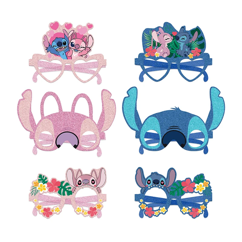 12pcs Disney Lilo & Stitch Party Decoration Paper Glasses Masks Photo Cosplay Props Children's Happy Birthday Party Supplies