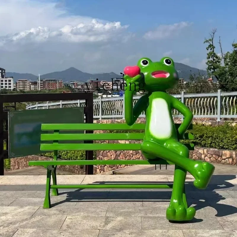 L18- outdoor cartoon frog fiberglass sculpture landscape shopping mall welcome decoration floor ornament