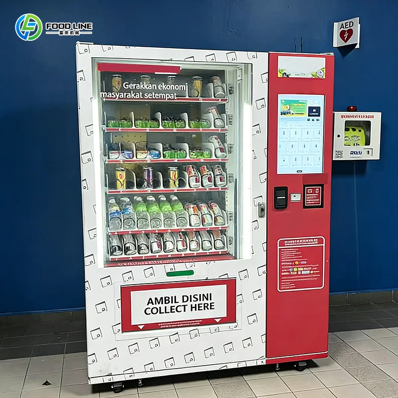 FOODLINE Custom Outer Shell Combo Vending Machine Low Noise Compressor Replaceable Payment Module Gear