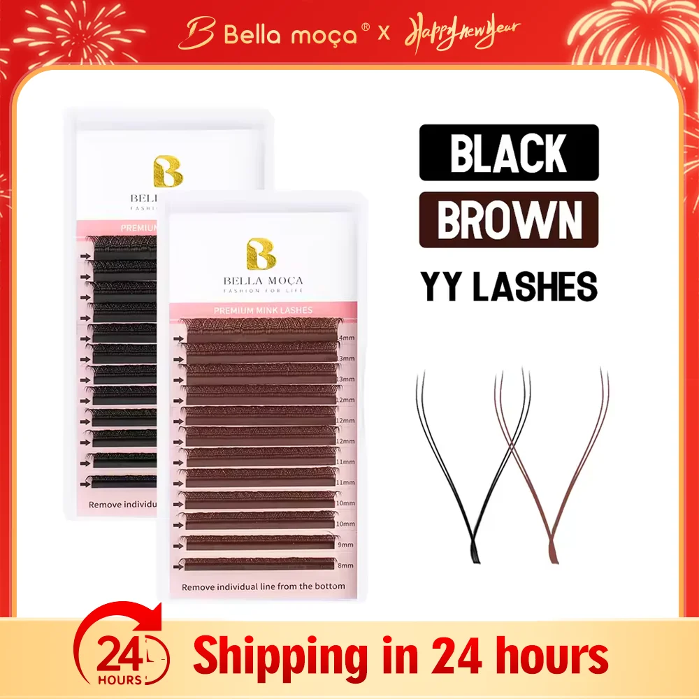 10PCS Y Shaped Lashes MIX 8-14MM Brown/Black  0.07 Thinkness L/L+/M/D Curl Soft Natural Y Eyelashes