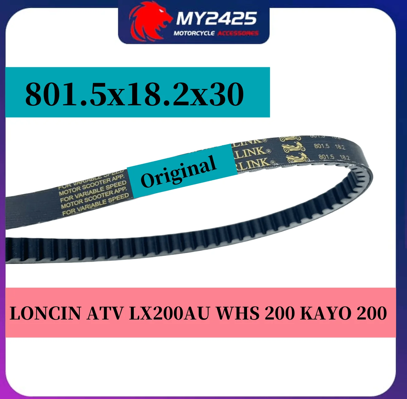 

Original CVT Drive Belt 801.5 18.2 30 For LONCIN LX200 125cc 150cc Engine drive belt Moped Go Kart ATV Quad 4 Wheeler CVT175