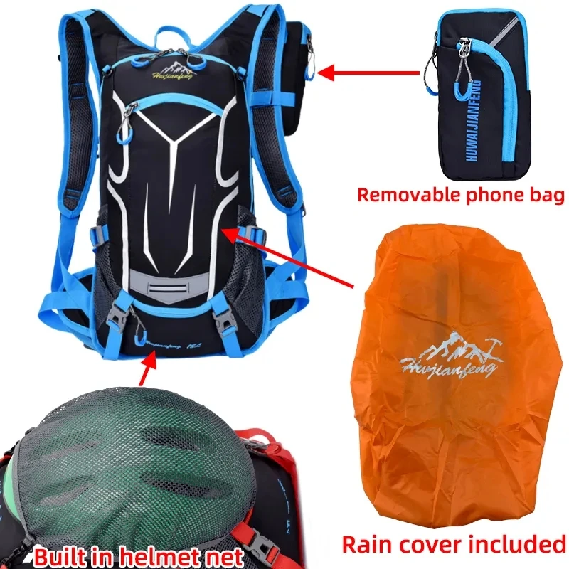 18L Bike Cycling Backpack Sport Travel Bag Running Hiking Climbing Backpack Hydration Water Bag Rucksack Bladder Pack Rain Cover