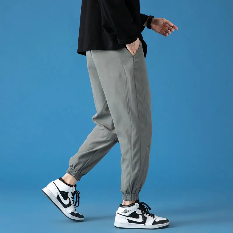 2025 New Summer Thin Casual Men Korean Style Trendy Loose Foot Tying Sports Workwear Harem Pants