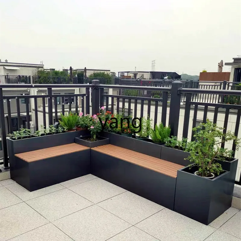 LH Outdoor Stainless Steel Seat Bench Card Seat Flower Box Combination Commercial Street Rest Bench