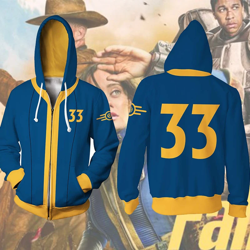 

Unisex Male Game TV Survivor Blue Hoodie Costume Adult Female Vault 33 111 76 88 Hoodie Lucy Cosplay Vault Uniform