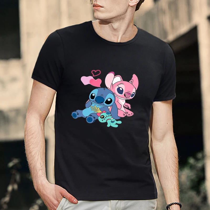 Lilo Stitch-Camiseta de manga corta para hombre y mujer, ropa de calle 100% de algodón, Tops de verano