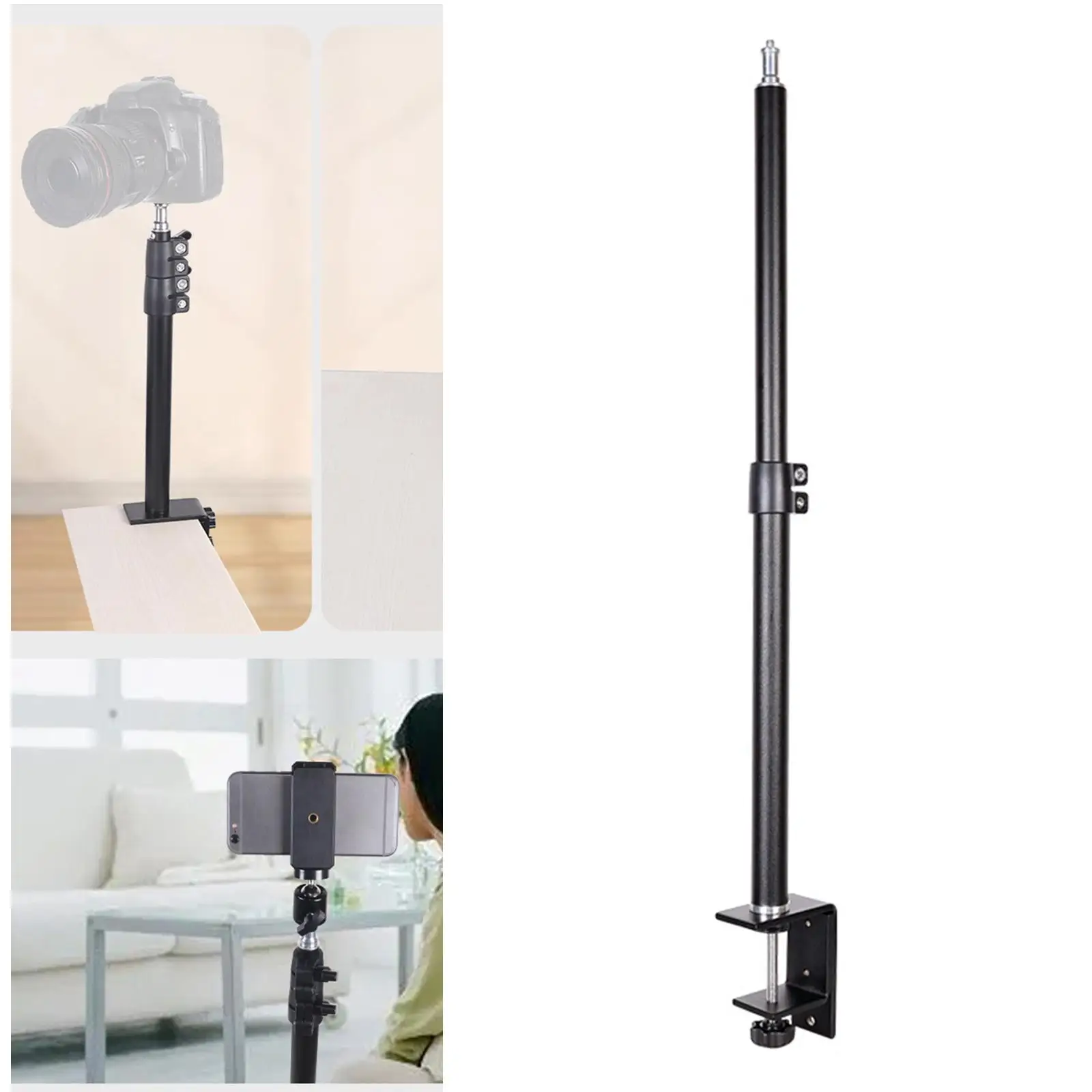 Tabletop Light Stand Aluminum Extending Tabletop Mount L Clip Adjustable DSLR Camera Desk Mount