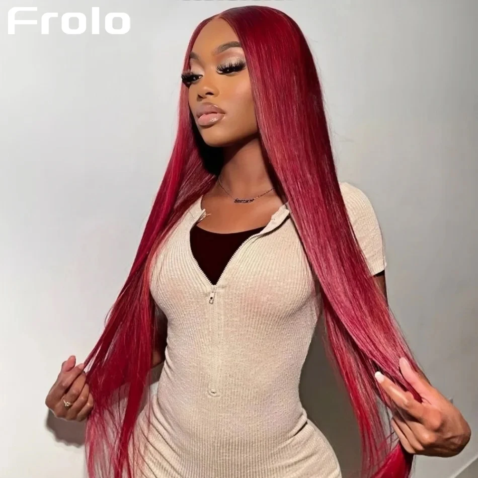 

30 36 Inch 99J Burgundy 13X6 Hd Lace Frontal Wig Straight Human Hair Wigs Red Colored Pre Plucked Brazilian 13X4 Lace Front Wigs