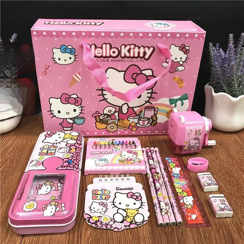 

Новинка Sanrio Kawaii Hellokitty канцелярские принадлежности Подарочный набор для учеников Мультяшные канцелярские принадлежности Подарочная коробка креативные школьные принадлежности подарки