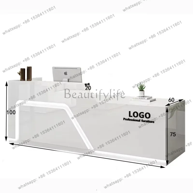 LJY Professional Beauty Reception Desks Modern Unique Glamour Storage Bar Counter Salon Commercial Recepcja Commercial Furniture