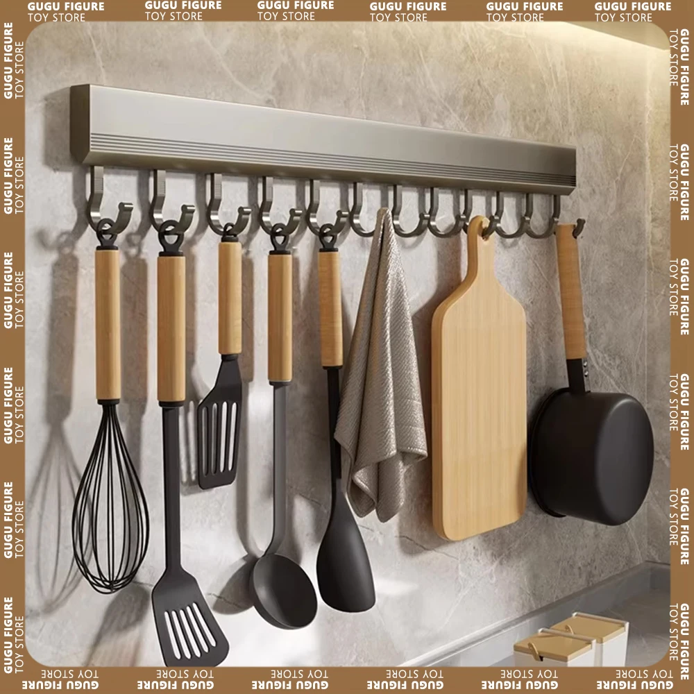 Kitchen Utensils Wall Mount Hook Rack Multi Purpose  No Punch Storage Row Hook Holder Bathroom Hook Towel Coat Robe Hangers Hook