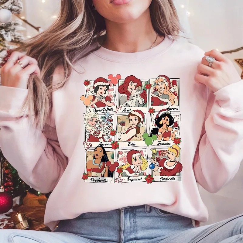 Ropa deportiva Retro de princesa de Disney, Navidad, Papá Noel, princesa, Otoño/Invierno, moda para hombres y mujeres, ropa para parejas