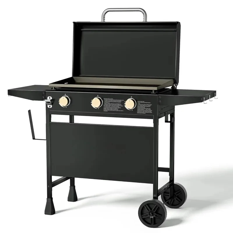 Wheeled Outdoor Flat-Top Cooking Station – Converts to Tabletop Grill, 2-in-1 Design, Camping, Picnic, Backyard BBQ