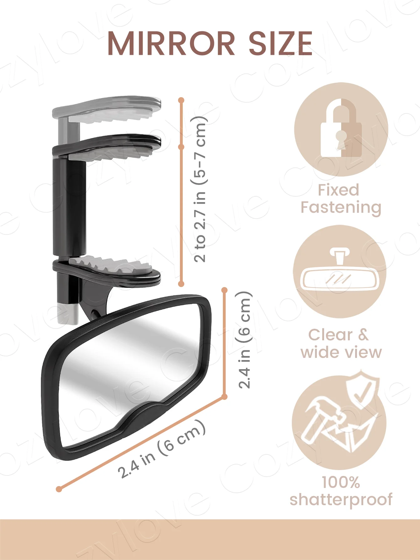 1PC & 2PC Clip-On Baby Car Mirror | Shatterproof Rear View Mirror for Rear-Facing Infant, Secure for Bumpy Rides