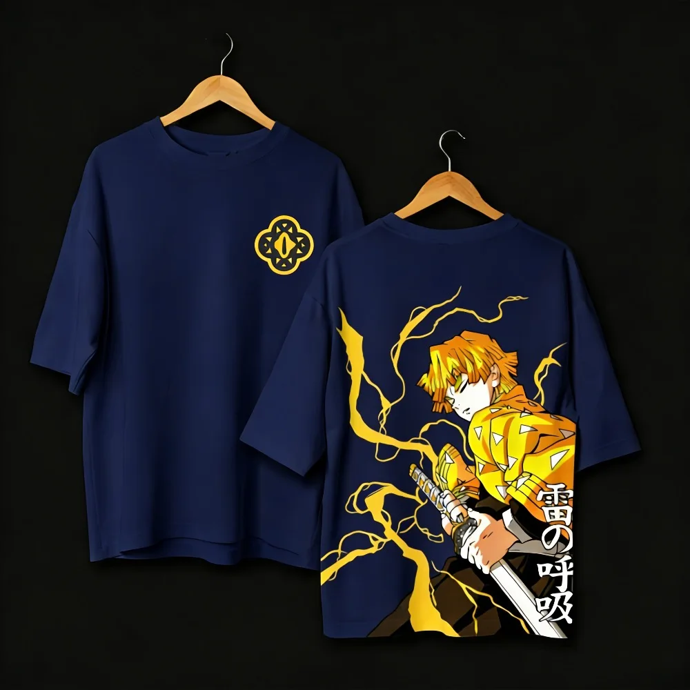 Plus Size Demon Slayer Anime Printed Men, Women T-shirt Casual Parent Child Tops Fashion Street Wear Y2K Harajuku Style Summer view 5