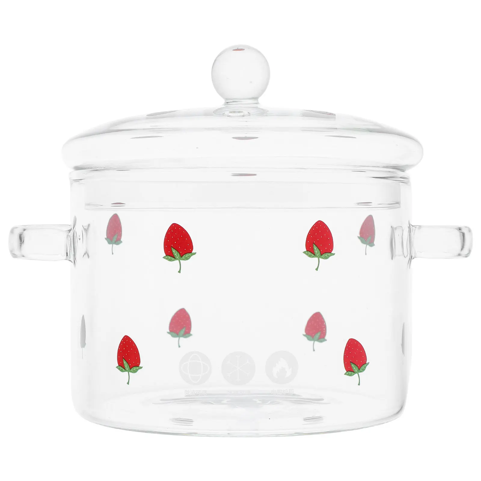 1900Ml Minimalist Clear Glass Stovetop Pot with Lid Dual Handle Versatile Soup Stew Simmer Stock Pot for Ceramic Induction