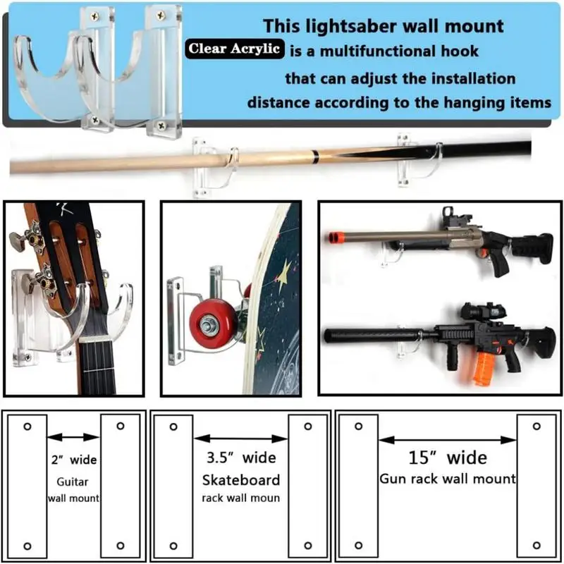 Lightsaber dudukan Dinding Tampilan transparan, rak pajangan akrilik ringan pasang di dinding Universal