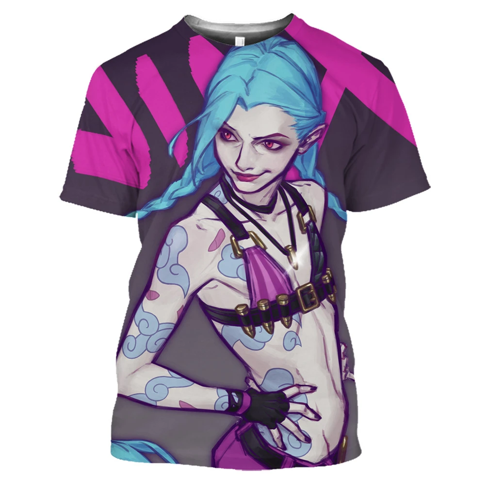 Arcane League of Legends T Shirt Anime 3D Print Men Women Fashion Oversized T-shirt Kids Hip Hop Tops Tshirt Lol Jinx Tee Shirt