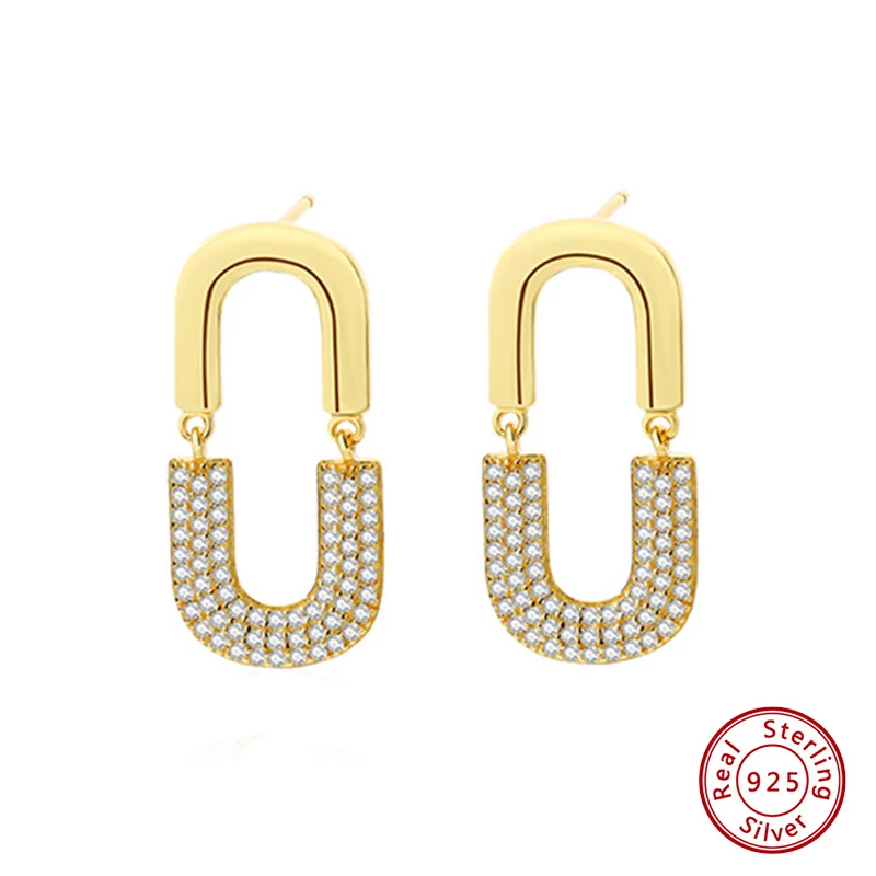 

Earrings 925 Sterling Silver Original Certified U-shaped Earrings Drop Earrings for Women's Luxury Jewelry Factory Direct Sales