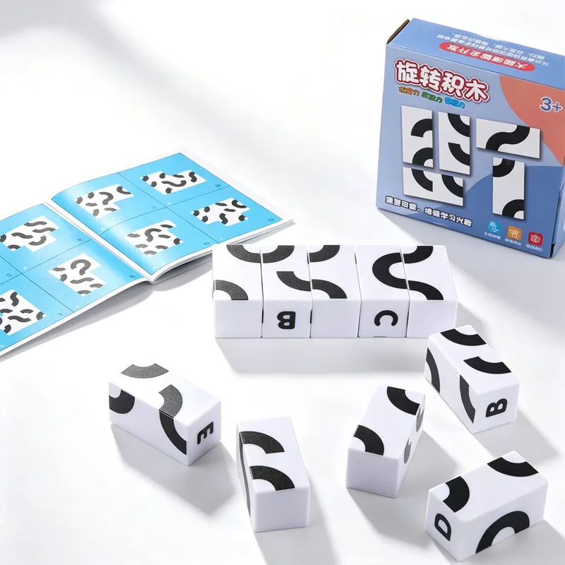 Plastic Material Rotating Blocks Match Cards Games 120 Challenges IQ Logic Training Brain Teaser Puzzles Problem Solving Skills