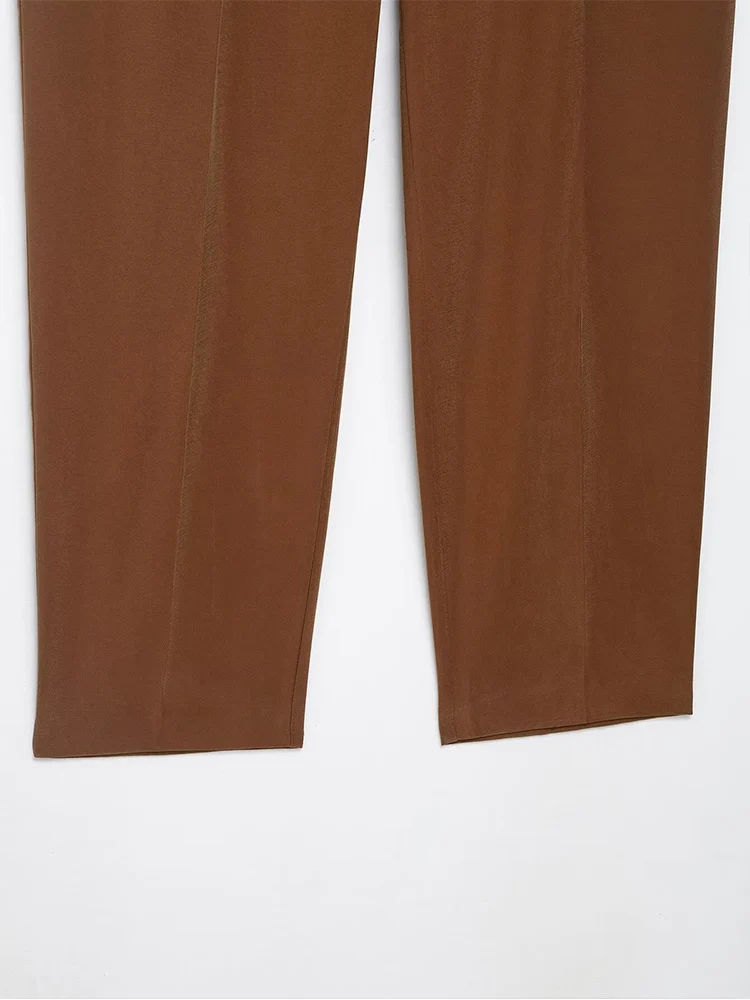 Frauen Hohe Taille Zipper Fly Ankle Hosen Mit Gürtel Büro Tragen Hosen Seite Taschen Weibliche Chic Mode Hosen ﻿