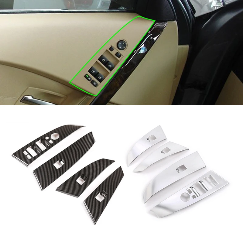 

For BMW 5 Series E60 2004 2005 2006 ABS Chrome Car Interior Door Window Lift Switch Button Panel Frame Protective Cover Trim