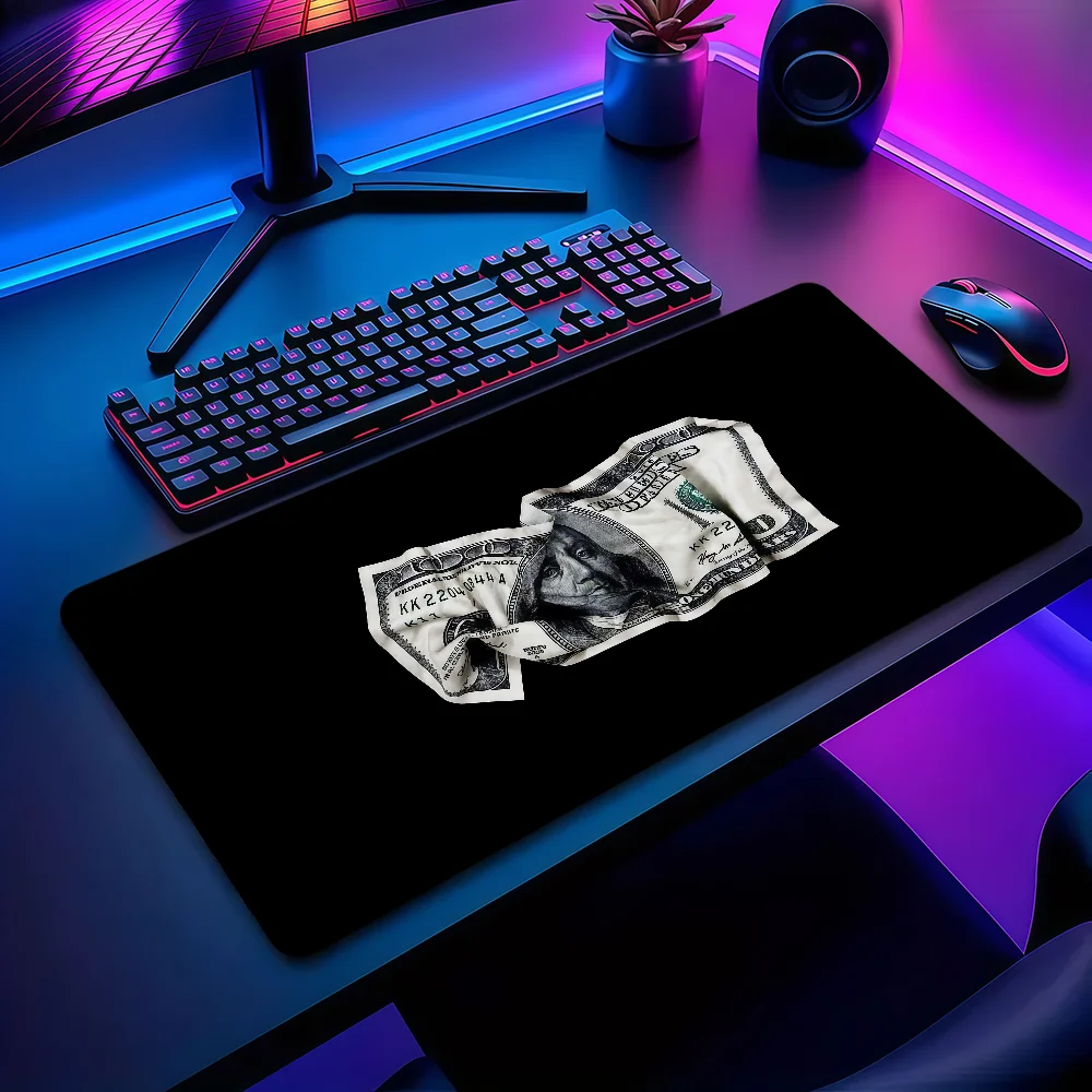 

Забавный коврик для мыши с изображением долларов, нескользящий, утолщенный, большой, с закрытыми краями, для офиса, учебы и игр