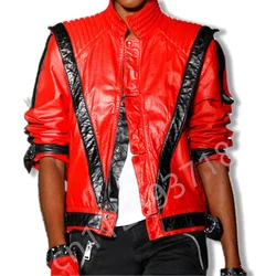 Costumes effrayants de Michael Jackson Thriller pour femmes et hommes, veste en cuir rouge pour adultes, robe d'Halloween et de Noël