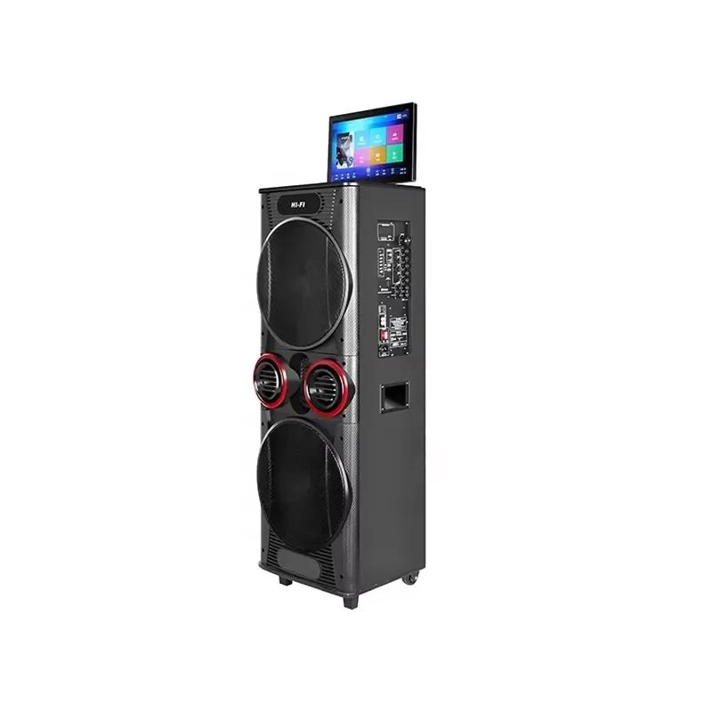 for 12 Inch Trolley Speaker with Display Screen Touch Screen Karaoke Speaker Portable PA System Wireless Microphone