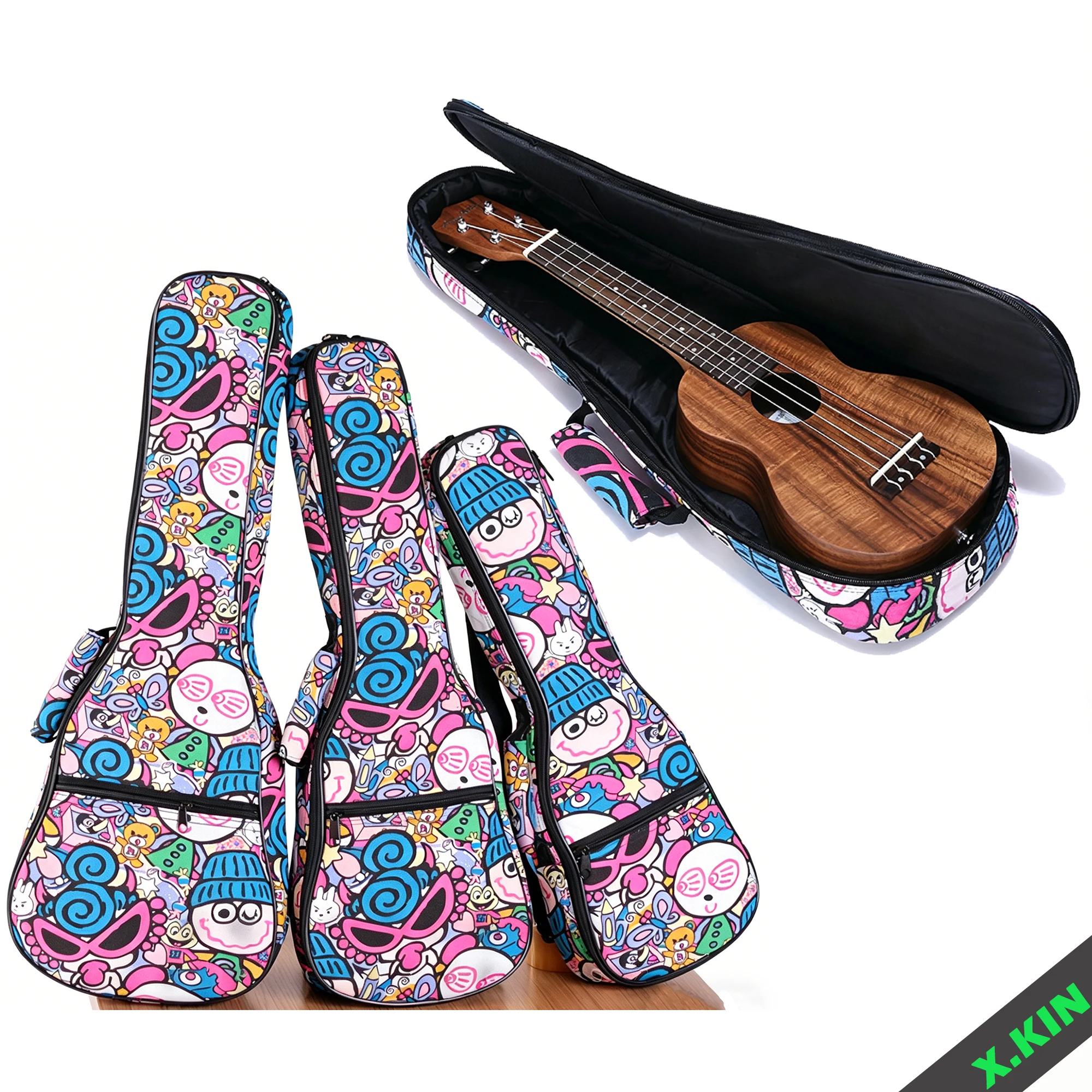 

Cute Padded Ukulele Bag 21-26 Inch, Thick Backpack for Ukulele, Colorful Options for Kids Beginners