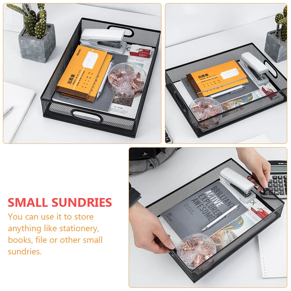 1 st Metalen Bestand Zwart Premium Ijzer Desktop Creatieve Lade Opbergdoos Voor Office Home Briefpapier Organisator Opbergvak