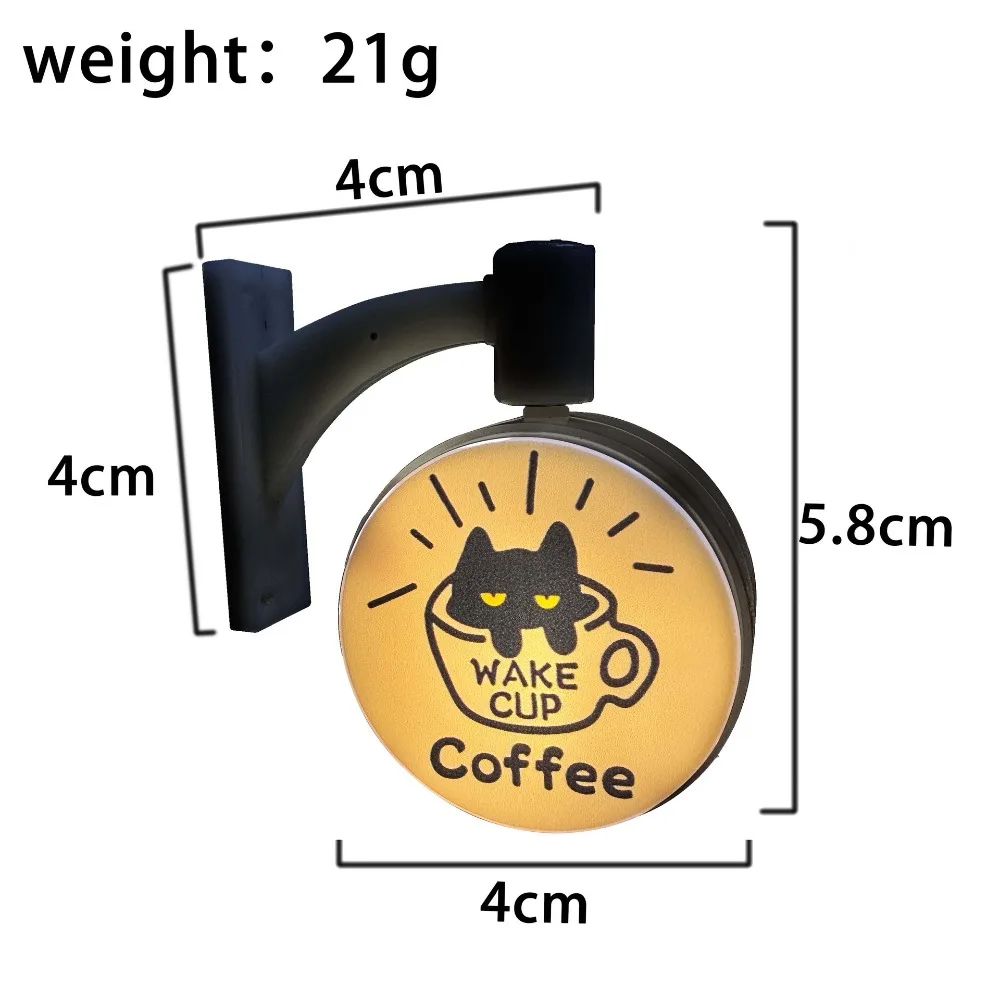 New Rotatable Cat Fridge Magnet Round Cute Light Sign Creative Light Up Cat Coffee Light Sign Refrigerator Decoration