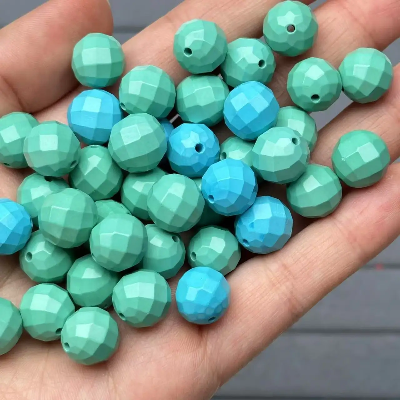 12MM DIY Blue Green Tone Faceted Plain Face Beads for Handmade Bracelet Fashion Accessory