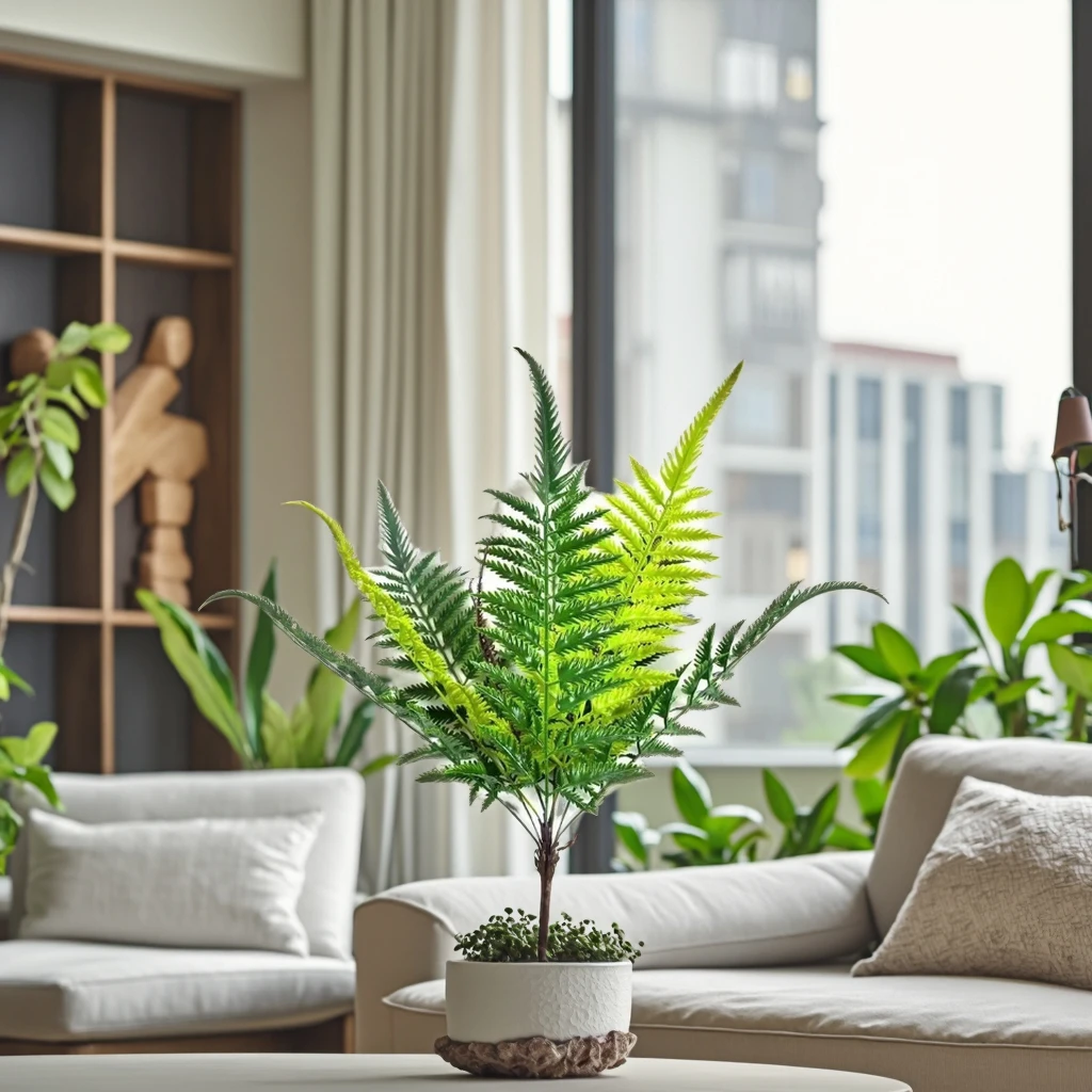#￥Jumei Simulation Persian Grass Eco-friendly Fern Plants Home Hotel Garden Decoration Artificial Plastic Green Leaves