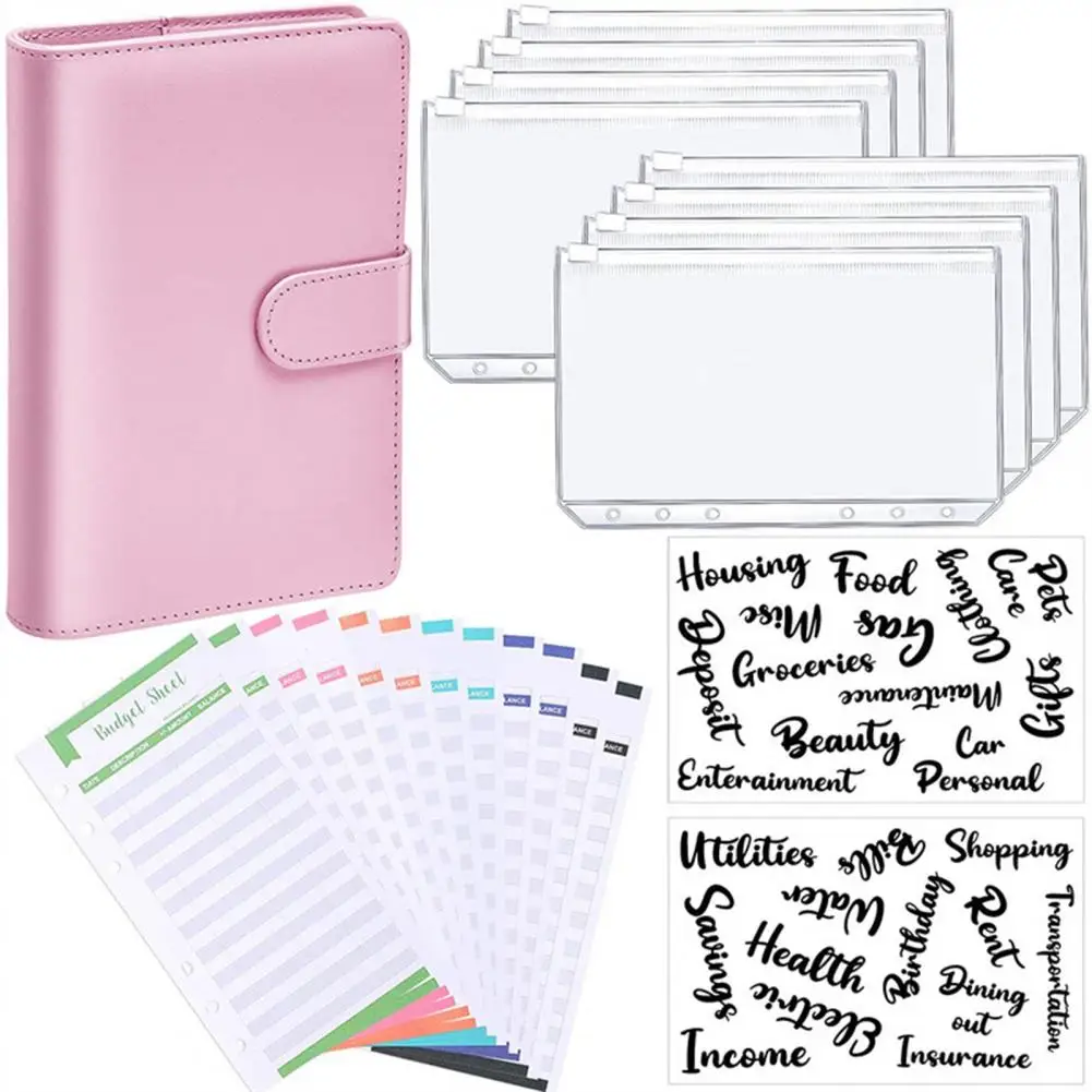 1 Set Budget Planner Loose Leaf Waterproof PVC Binder Undated Schedule Book for Office