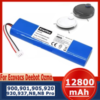 For Ecovacs Deebot Ozmo 900 901 905 920 930 937 N8 N8 Pro Li-ION 14.4V Robot Vacuum Cleaner Battery Replacement Battery 12800mAh