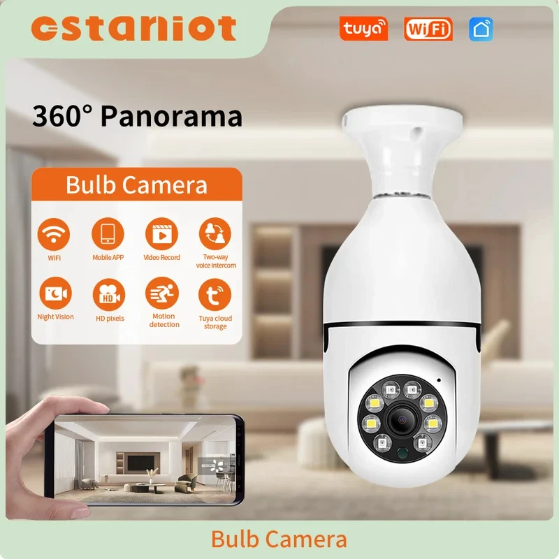 2MP IP Camera WiFi Tuya Smart Home Indoor Bulb Camera Human Detection Wireless Security Protection CCTV Remote Surveillance
