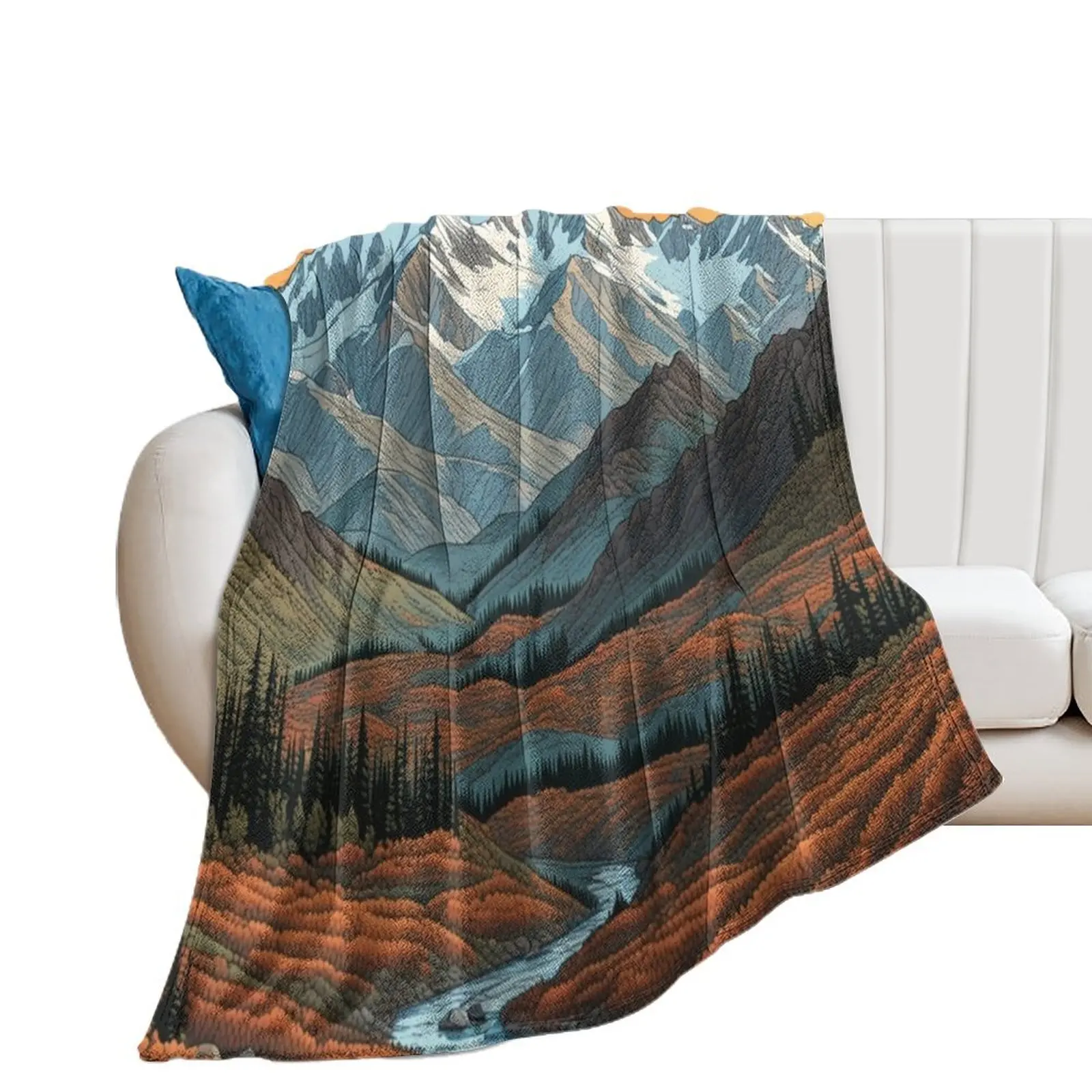 Denali Landscape Throw Blanket Luxury Throw bed plaid Hair halloween Blankets