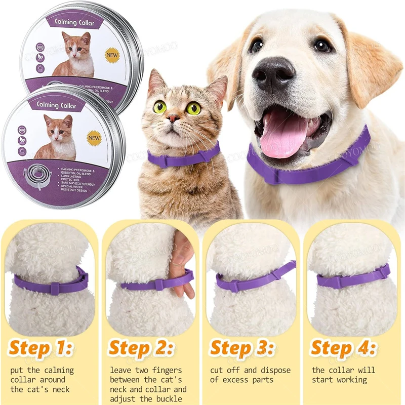 New Release 38/62CM Dog Calming Collar Cat Relieve Anxiety Protection Retractable Collars For Puppy Kitten Large Dogs Accessorie