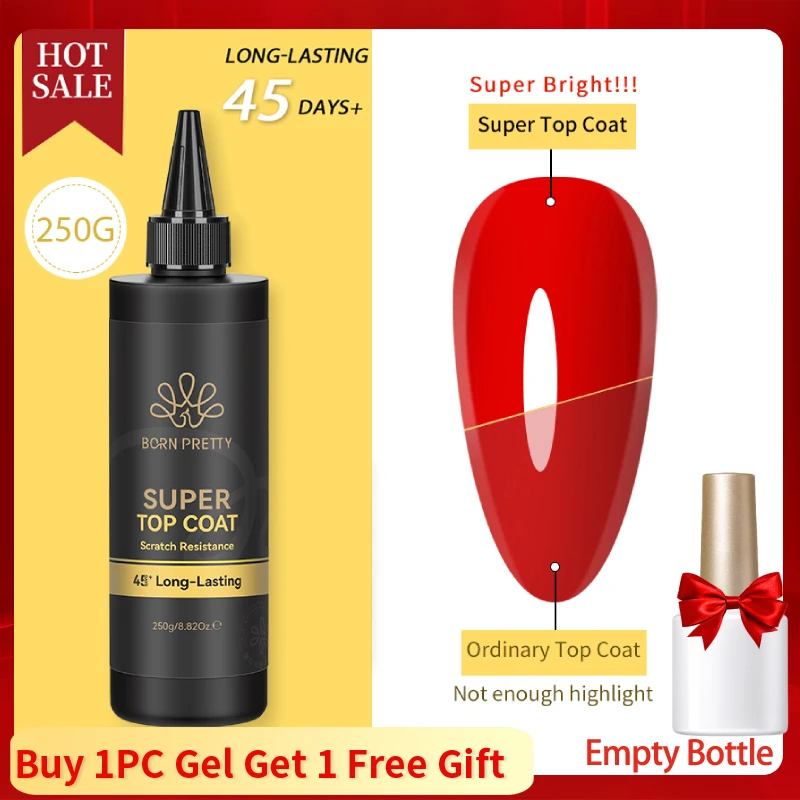 BORN PRETTY 250g Super Top Coat Gel Nail Polish Base Gel Matte Top Coat Semi-Permanent Varnish Soak Off Nail Art Functional Gel